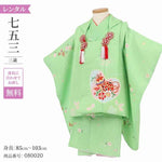 七五三 着物 3歳 レンタル 女の子 【ヒワ疋田花ハート】 七五三 3歳 アンティーク レトロ モダン 753 女 女子 被布 【レンタル】 七五三 着物 3歳 小さめ 肩上げ 腰上げ 無料 三歳 3才