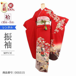 振袖 レンタル 赤 【Mサイズ 赤黒篭目花疋田】 振袖 レンタル 成人式 シンプル 1か月 振袖レンタル フルセット 結婚式  【レンタル】 大正ロマン 振袖