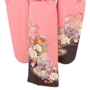 振袖 レンタル ピンク 【Mサイズ 桃色茶桜牡丹御所車】 振袖 レンタル 成人式 シンプル 1か月 振袖レンタル フルセット 結婚式  【レンタル】 大正ロマン 振袖