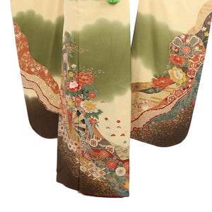 振袖 レンタル 黄色 【Mサイズ 薄黄ウグイス花源氏車】 振袖 レンタル 成人式 シンプル 1か月 振袖レンタル フルセット 結婚式  【レンタル】 大正ロマン 振袖