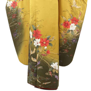 振袖 レンタル 黄色 【Mサイズ 山吹乱菊椿楽鳥】 振袖 レンタル 成人式 シンプル 1か月 振袖レンタル フルセット 結婚式  【レンタル】 大正ロマン 振袖