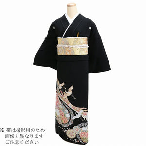 黒留袖 レンタル おすすめ Mサイズ 束のし花文鶴 正絹 留袖 レンタル 留袖レンタル 黒留袖レンタル 【レンタル】 黒留袖 袷 母親 20代 30代 40代 50代 60代