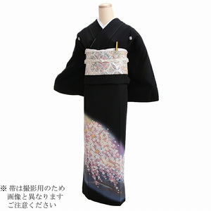 黒留袖 レンタル おすすめ Mサイズ 時青波に小桜 正絹 留袖 レンタル 留袖レンタル 黒留袖レンタル 【レンタル】 黒留袖 袷 母親 20代 30代 40代 50代 60代