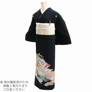 黒留袖 レンタル おすすめ Mサイズ 絵巻松竹梅扇 正絹 留袖 レンタル 留袖レンタル 黒留袖レンタル 【レンタル】 黒留袖 袷 母親 20代 30代 40代 50代 60代