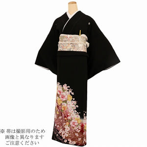 黒留袖 レンタル トールサイズ おすすめ LAサイズ ワイン花乱舞 正絹 留袖 レンタル 留袖レンタル 黒留袖レンタル 【レンタル】 黒留袖 袷 母親 20代 30代 40代 50代 60代