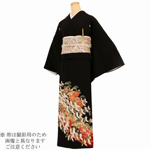黒留袖 レンタル トールサイズ おすすめ LAサイズ ワイン菊花変化 正絹 留袖 レンタル 留袖レンタル 黒留袖レンタル 【レンタル】 黒留袖 袷 母親 20代 30代 40代 50代 60代