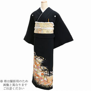 黒留袖 レンタル おすすめ Mサイズ 金箔花屏風紐 正絹 留袖 レンタル 留袖レンタル 黒留袖レンタル 【レンタル】 黒留袖 袷 母親 20代 30代 40代 50代 60代