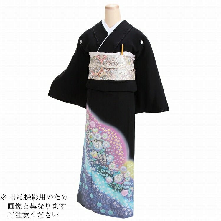 黒留袖 レンタル おすすめ Mサイズ 時ブルー辻が花 正絹 留袖