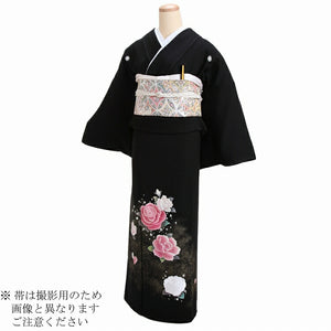 黒留袖 レンタル おすすめ Mサイズ 時白刺繍バラ 正絹 留袖 レンタル 留袖レンタル 黒留袖レンタル 【レンタル】 黒留袖 袷 母親 20代 30代 40代 50代 60代