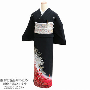 黒留袖 レンタル Mサイズ 赤乱菊 正絹 留袖 レンタル 留袖レンタル 黒留袖レンタル 【レンタル】 黒留袖 袷 母親 20代 30代 40代 50代 60代