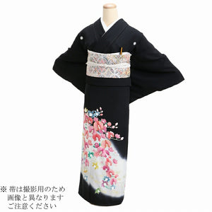 黒留袖 レンタル Mサイズ 白ぼかしシクラメン 正絹 留袖 レンタル 留袖レンタル 黒留袖レンタル 【レンタル】 黒留袖 袷 母親 20代 30代 40代 50代 60代