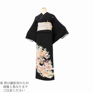 黒留袖 レンタル Mサイズ 朱箔花車束のし 正絹 留袖 レンタル 留袖レンタル 黒留袖レンタル 【レンタル】 黒留袖 袷 母親 20代 30代 40代 50代 60代