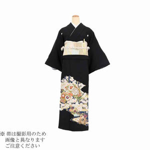 黒留袖 レンタル Mサイズ 紺地紙花尽し 正絹 留袖 レンタル 留袖レンタル 黒留袖レンタル 【レンタル】 黒留袖 袷 母親 20代 30代 40代 50代 60代