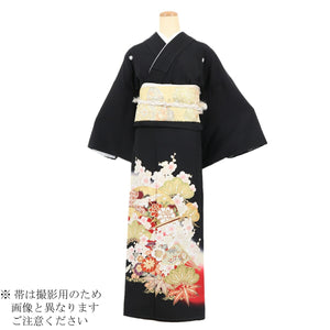 黒留袖 レンタル トールサイズ LAサイズ 松竹梅菊扇面文 正絹 留袖 レンタル 留袖レンタル 黒留袖レンタル 【レンタル】 黒留袖 袷 母親 20代 30代 40代 50代 60代