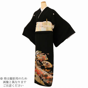 黒留袖 レンタル 大きいサイズ 広幅 おすすめ Lサイズ レンガ御天井扇笛 正絹 留袖 レンタル 留袖レンタル 黒留袖レンタル 【レンタル】 黒留袖 レンタルLL 大きめの 20代 30代 40代 50代 60代