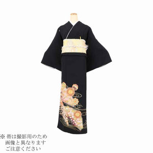 黒留袖 レンタル 大きいサイズ 広幅 Lサイズ 朱箔桜華紋流水 正絹 留袖 レンタル 留袖レンタル 黒留袖レンタル 【レンタル】 黒留袖 レンタルLL 大きめの 20代 30代 40代 50代 60代