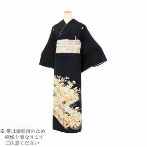 黒留袖 レンタル 大きいサイズ 広幅 Lサイズ 金箔秋明菊流水 正絹 留袖 レンタル 留袖レンタル 黒留袖レンタル 【レンタル】 黒留袖 レンタルLL 大きめの 20代 30代 40代 50代 60代