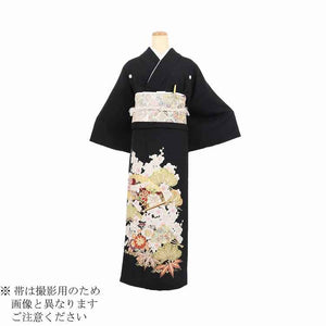 黒留袖 レンタル 大きいサイズ 広幅 Lサイズ 扇面松竹梅菊 正絹 留袖 レンタル 留袖レンタル 黒留袖レンタル 【レンタル】 黒留袖 レンタルLL 大きめの 20代 30代 40代 50代 60代