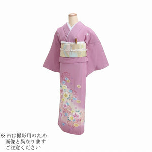 レンタル 色留袖 レンタル おしゃれ Mサイズ 濃藤スイート秋桜 【レンタル】 着物レンタル 色留袖レンタル 五つ紋 20代 30代 40代 50代 正絹  結婚式 フルセット モダン 叙勲 叙勲式 式典 金婚式