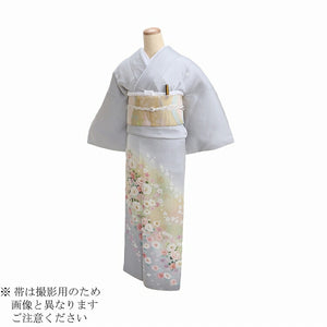 レンタル 色留袖 レンタル おしゃれ Mサイズ グレー時黄花集 【レンタル】 着物レンタル 色留袖レンタル 五つ紋 20代 30代 40代 50代 正絹  結婚式 フルセット モダン 叙勲 叙勲式 式典 金婚式