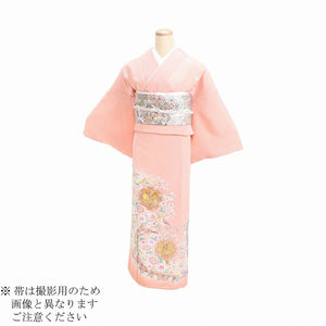 レンタル 色留袖 レンタル おしゃれ Mサイズ 肌色華紋巻鶴 【レンタル】 五つ紋 20代 30代 40代 50代 正絹 結婚式 フルセット 叙勲 叙勲式 式典 金婚式 祖母 親族 姉妹 叔母 伯母 比翼仕立て 帯