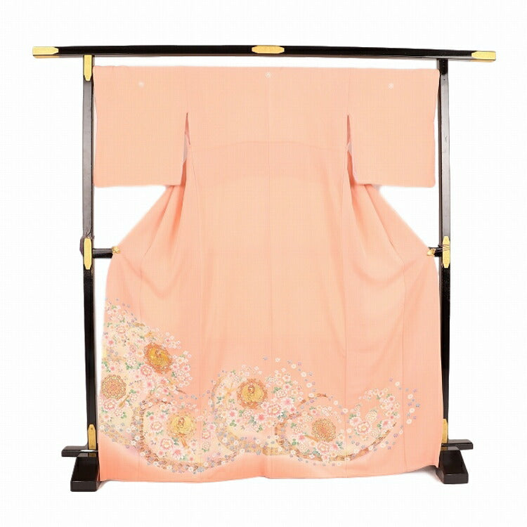 レンタル 色留袖 レンタル おしゃれ Mサイズ 肌色華紋巻鶴