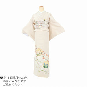 レンタル 色留袖 レンタル おしゃれ Mサイズ ベージュ雪輪紅葉 【レンタル】 五つ紋 20代 30代 40代 50代 正絹 結婚式 フルセット 叙勲 叙勲式 式典 金婚式 祖母 親族 姉妹 叔母 伯母 比翼仕立て 帯