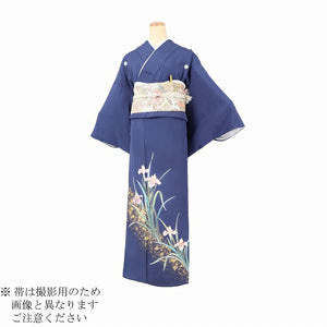 レンタル 色留袖 レンタル おしゃれ Mサイズ 紺菖蒲金散らし 【レンタル】 五つ紋 20代 30代 40代 50代 正絹 結婚式 フルセット 叙勲 叙勲式 式典 金婚式 祖母 親族 姉妹 叔母 伯母 比翼仕立て 帯