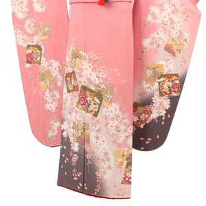 振袖 レンタル ピンク 【Mサイズ 時グレー色紙春満開】 振袖 レンタル 成人式 シンプル 1か月 振袖レンタル フルセット 結婚式  【レンタル】 大正ロマン 振袖