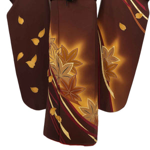振袖 レンタル 茶 【Mサイズ 濃茶流形紅葉】 振袖 レンタル 成人式 シンプル 1か月 振袖レンタル フルセット 結婚式  【レンタル】 大正ロマン 振袖
