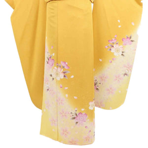 振袖 レンタル 黄色 【Mサイズ 黄ぼかし桜散らし】 振袖 レンタル 成人式 シンプル 1か月 振袖レンタル フルセット 結婚式  【レンタル】 大正ロマン 振袖