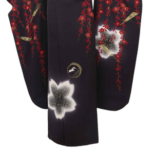 振袖 レンタル 黒 【Mサイズ 黒枝垂桜月兎】 振袖 レンタル 成人式 シンプル 1か月 振袖レンタル フルセット 結婚式  【レンタル】 大正ロマン 振袖