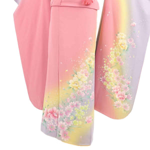 振袖 レンタル ピンク 【Mサイズ 時グレー黄花ロマン】 振袖 レンタル 成人式 シンプル 1か月 振袖レンタル フルセット 結婚式  【レンタル】 大正ロマン 振袖