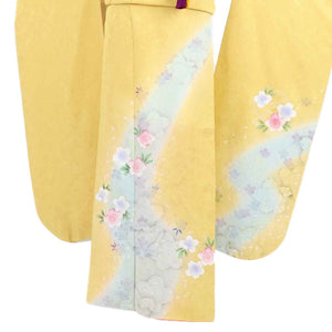 振袖 レンタル 黄色 【Mサイズ 黄水流れ鶴】 振袖 レンタル 成人式 シンプル 1か月 振袖レンタル フルセット 結婚式  【レンタル】 大正ロマン 振袖