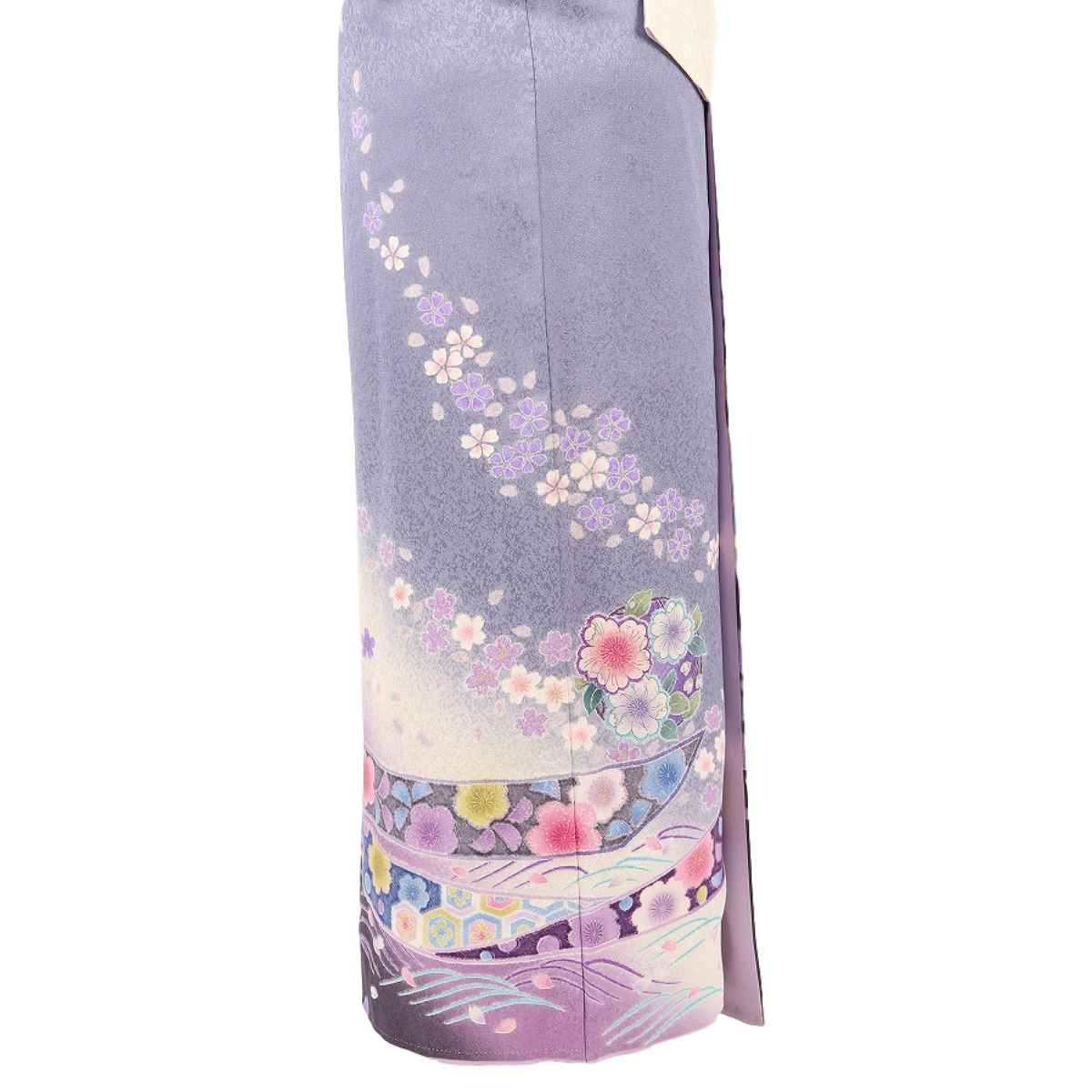 振袖 レンタル 白 振袖 辻が花 【Mサイズ 白ネズ紫のし辻が花