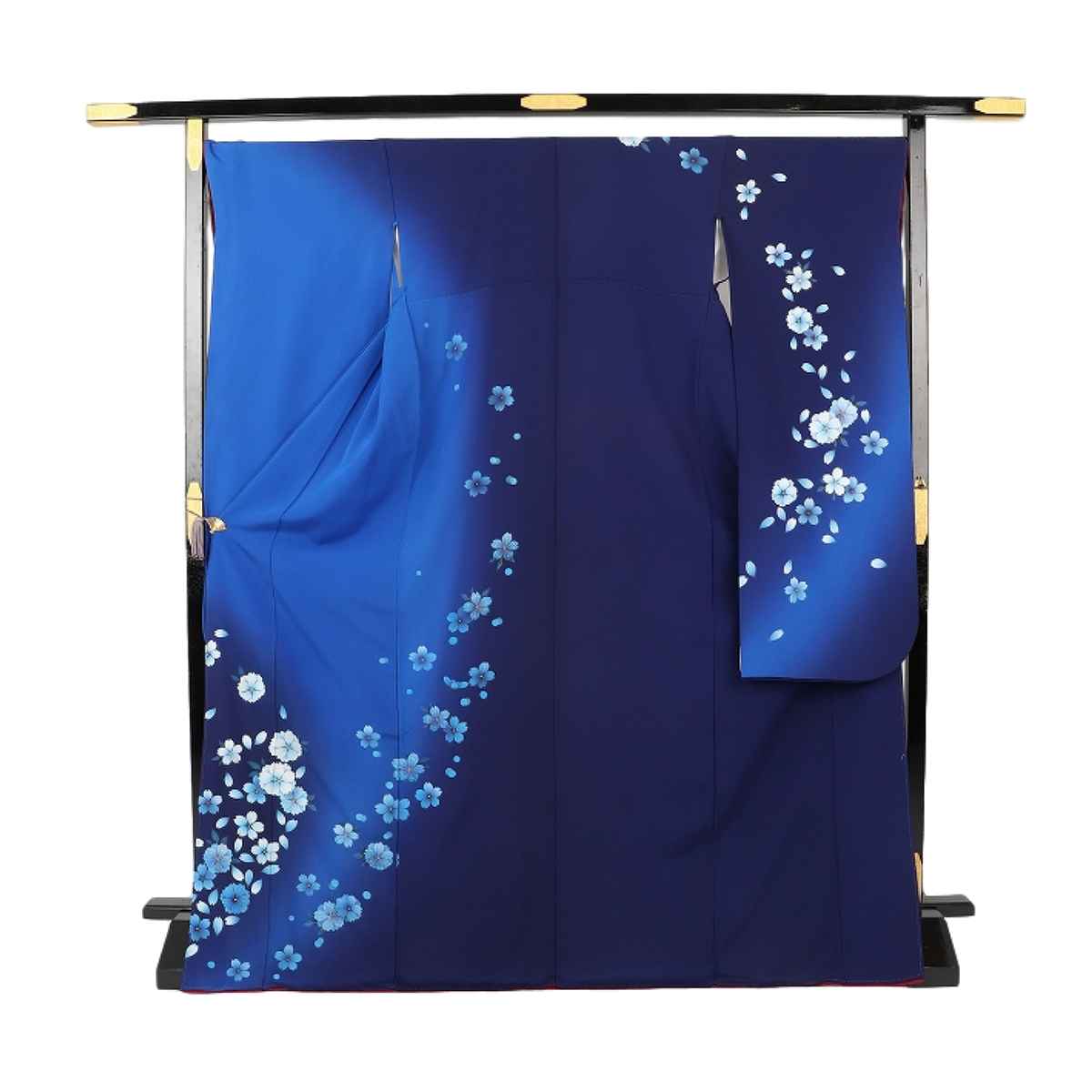 振袖 レンタル 青 紺色 【Mサイズ 群青紺夢幻桜】 振袖 レンタル
