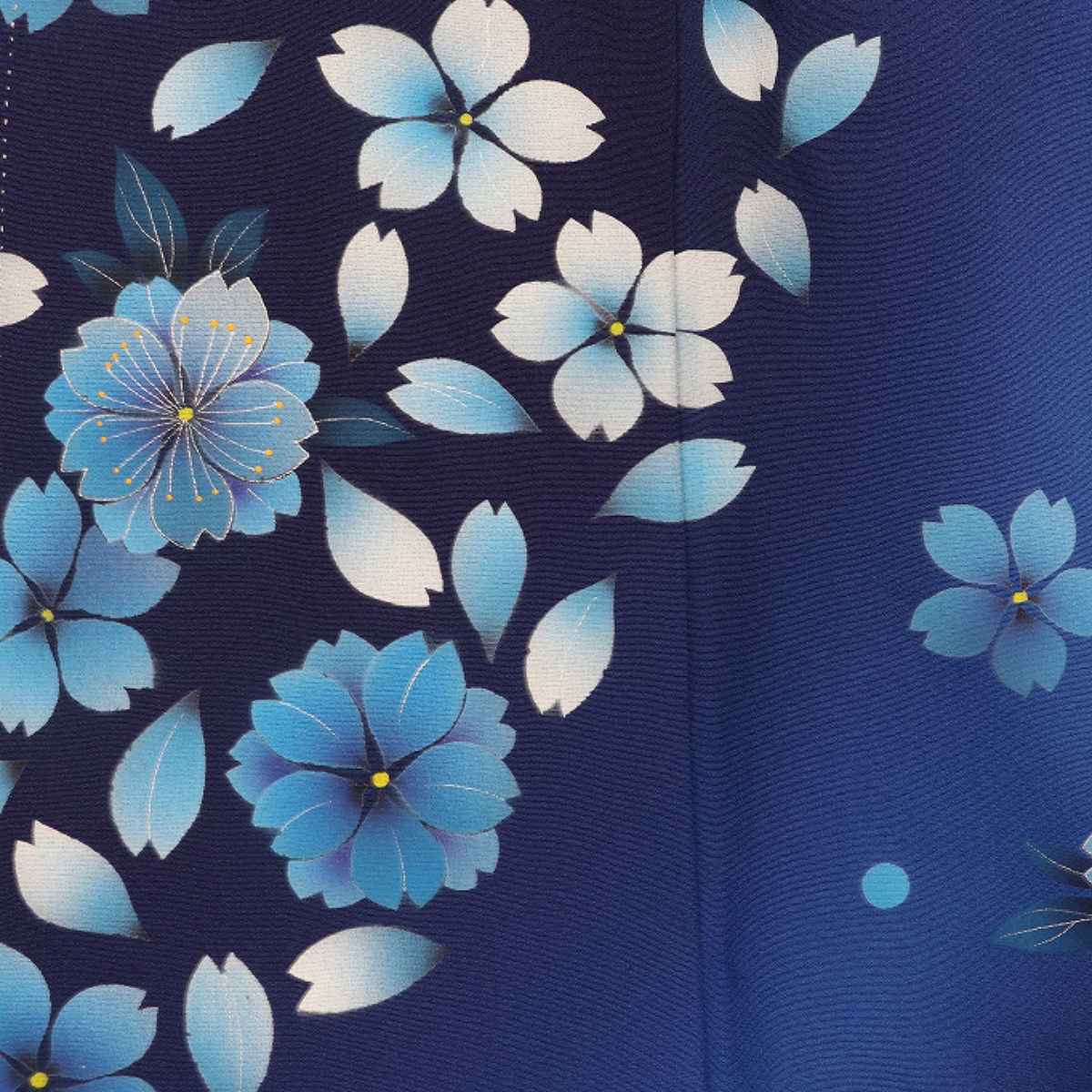 振袖 レンタル 青 紺色 【Mサイズ 群青紺夢幻桜】 振袖 レンタル