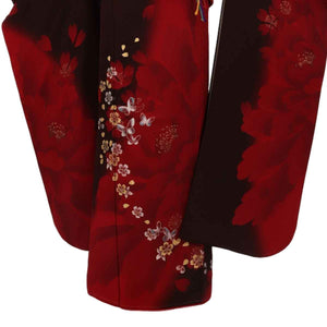 振袖 レンタル 茶 【Mサイズ 濃茶赤蘭桜蝶】 振袖 レンタル 成人式 シンプル 1か月 振袖レンタル フルセット 結婚式  【レンタル】 大正ロマン 振袖