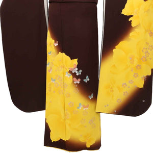 振袖 レンタル 茶 【Mサイズ 濃茶黄蘭桜蝶】 振袖 レンタル 成人式 シンプル 1か月 振袖レンタル フルセット 結婚式  【レンタル】 大正ロマン 振袖