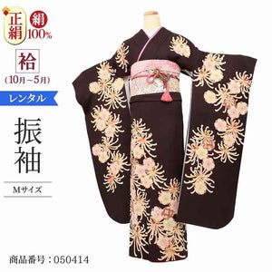 振袖 レンタル 茶 【Mサイズ 濃茶蘭菊鞠】 振袖 レンタル 成人式 シンプル 1か月 振袖レンタル フルセット 結婚式  【レンタル】 大正ロマン 振袖