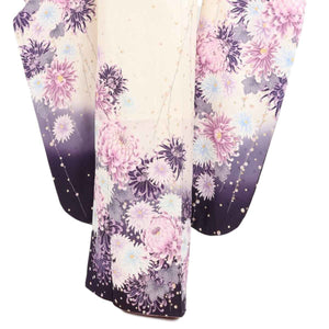 振袖 レンタル 白 【Mサイズ 白藤藍菊花模様】 振袖 レンタル 成人式 シンプル 1か月 振袖レンタル フルセット 結婚式  【レンタル】 大正ロマン 振袖