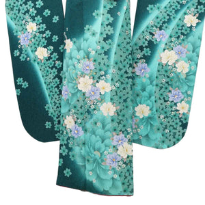 振袖 レンタル 緑 【Mサイズ 濃緑ぼかしラメ花ロマン】 振袖 レンタル 成人式 シンプル 1か月 振袖レンタル フルセット 結婚式  【レンタル】 大正ロマン 振袖