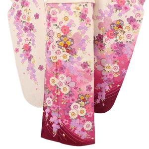 振袖 レンタル 白 【Mサイズ 白赤紫ラメ疋田桜変化】 振袖 レンタル 成人式 シンプル 1か月 振袖レンタル フルセット 結婚式  【レンタル】 大正ロマン 振袖