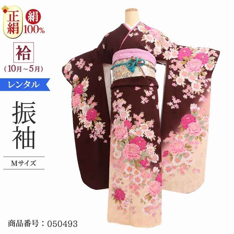 振袖 レンタル 茶 【Mサイズ 茶ぼかし夢園 ナカノヒロミチ 】 振袖 レンタル 成人式 シンプル 1か月 振袖レンタル フルセット 結婚式  【レンタル】 大正ロマン 振袖