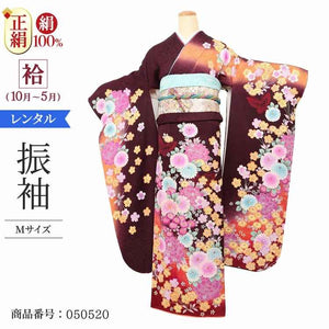 振袖 レンタル 茶 【Mサイズ 濃茶橙花楽園】 振袖 レンタル 成人式 シンプル 1か月 振袖レンタル フルセット 結婚式  【レンタル】 大正ロマン 振袖