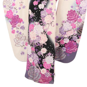 振袖 レンタル 白 【Mサイズ 白黒ラメ花恋人】 振袖 レンタル 成人式 シンプル 結婚式 レトロ かっこいい 【レンタル】 大正ロマン 振袖