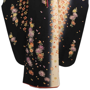 振袖 レンタル 黒 【Mサイズ 黒橙乱菊花由(FR)】 振袖 レンタル 成人式 シンプル 結婚式 レトロ かっこいい 【レンタル】 大正ロマン 振袖