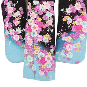 振袖 レンタル 黒 【Mサイズ 黒水ラメ花ロンド】 振袖 レンタル 成人式 シンプル 結婚式 レトロ かっこいい 【レンタル】 大正ロマン 振袖