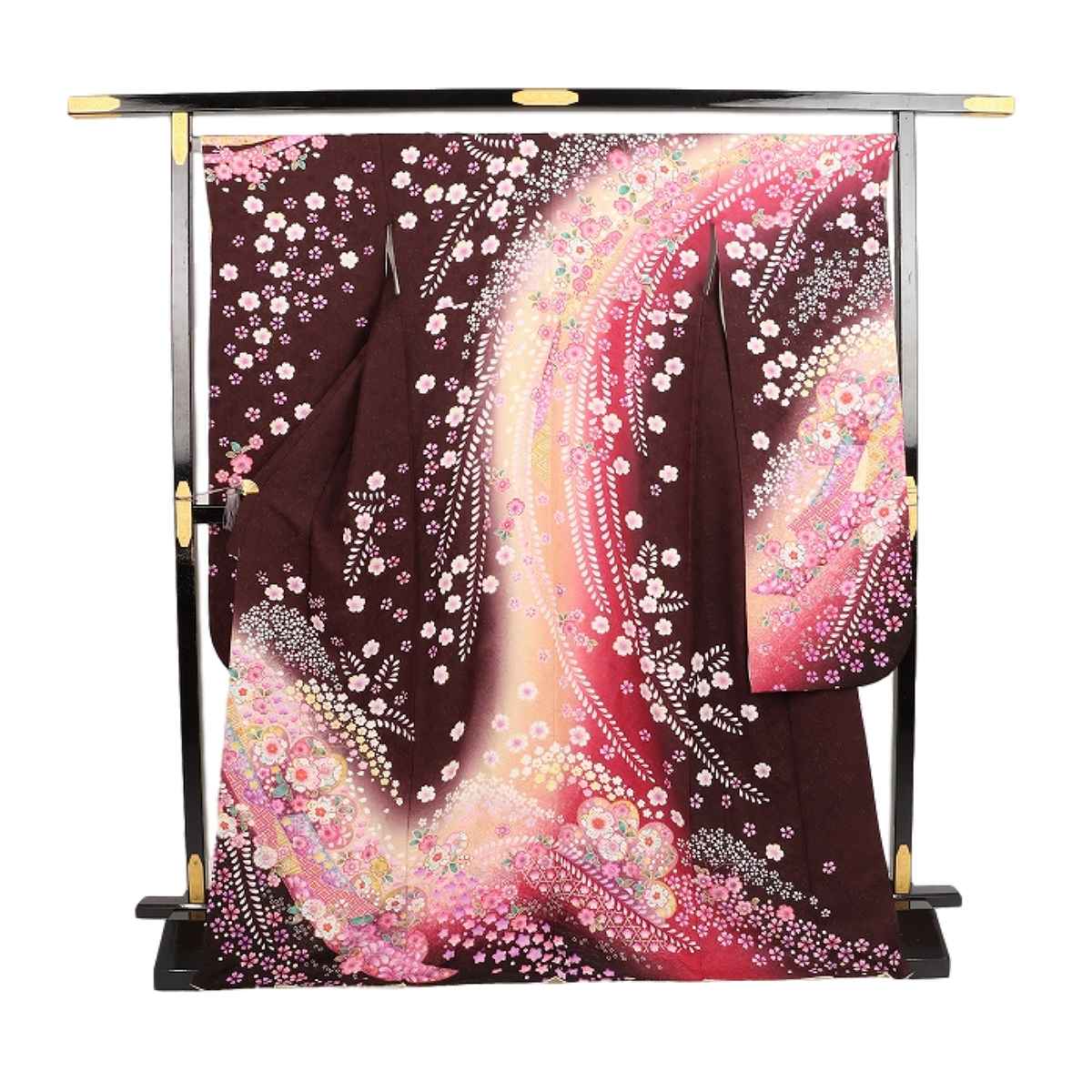 振袖 レンタル 紫 振袖 辻が花 【Mサイズ 濃紫黄ラメ絞辻が花】 振袖