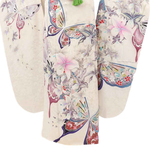 振袖 レンタル 白 【Mサイズ 白ラメ蘭揚羽蝶】 振袖 レンタル 成人式 シンプル 結婚式 レトロ かっこいい 【レンタル】 大正ロマン 振袖